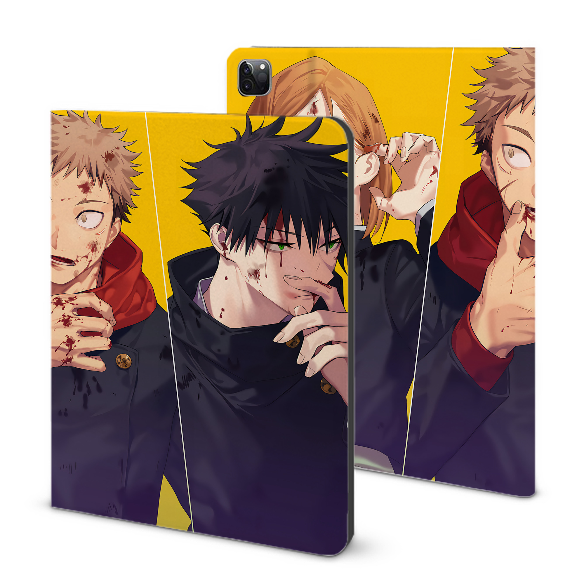 （画像用） 呪術廻戦 Jujutsu Kaisen IPad ケース ブック型 PUレザー TPU 耐衝撃 軽量 薄型 ペン収納なし 全面保護 IPad 各モデル対応